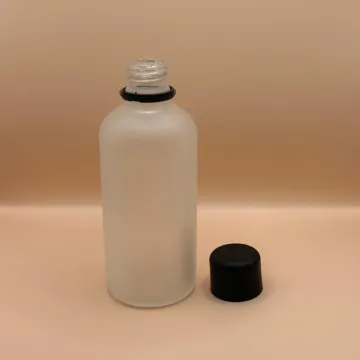 100ML Glass Round Bottle Frosted Pilfer Proof Cap Black Smooth With Plug for personal care packaging