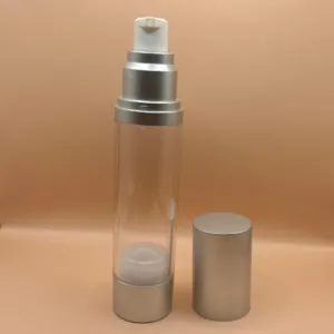 50ML Cylindrical Airless Matt Silver for skin care packaging