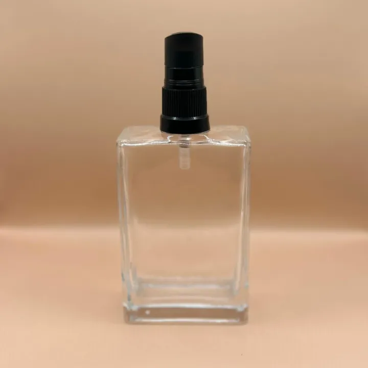 Glass Bottle 100ML Flat Glass Bottle With 18MM Oil Pump for personal care packaging