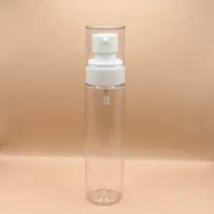 100ML Pet Sleek Clear Bottle With Plum lotion White for personal care packaging