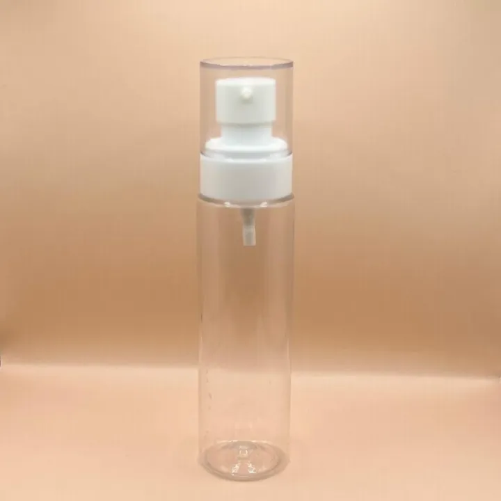 Pet Bottle 100ML Pet Sleek Clear Bottle With Plum lotion White for personal care packaging