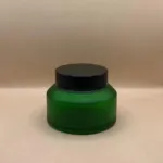 100GM Glass Jar Slant Shoulder Round Frosted Green – Premium Cosmetic Packaging