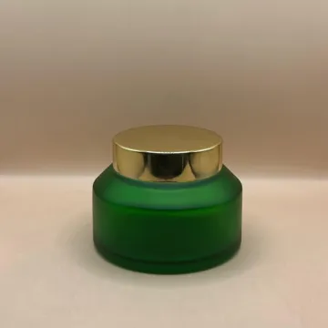 100GM Glass Jar Slant Shoulder Round Frosted Green – Premium Cosmetic Packaging