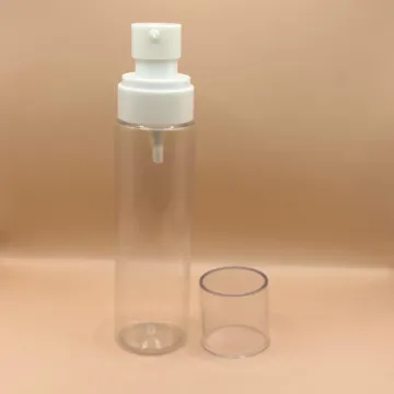 100ML Pet Sleek Clear Bottle With Plum lotion White for personal care packaging