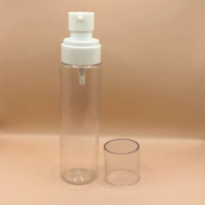 Pet Bottle 100ML Pet Sleek Clear Bottle With Plum lotion White for personal care packaging