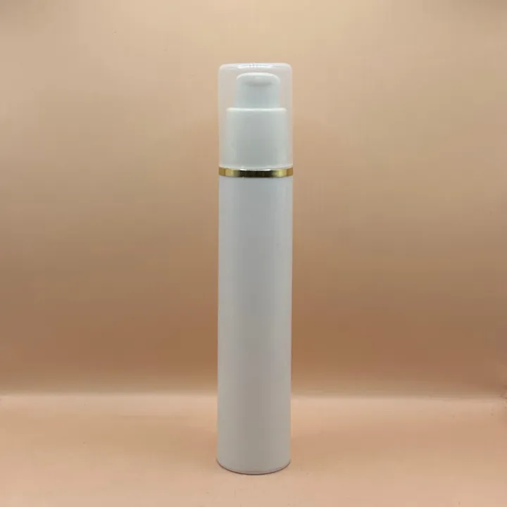 50ML PP Airless White with Silver & Golden Lining – Premium Airless Bottle for Skincare and Cosmetic Products