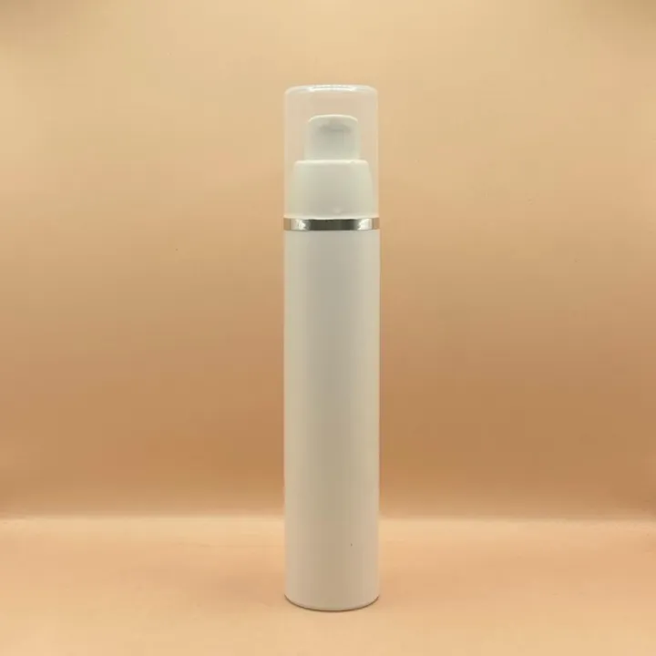 50ML PP Airless White with Silver & Golden Lining – Premium Airless Bottle for Skincare and Cosmetic Products