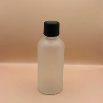 100ML Glass Round Bottle Frosted Pilfer Proof Cap Black Smooth With Plug for personal care packaging