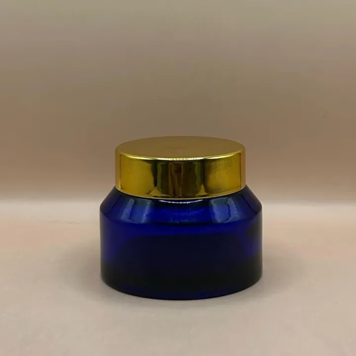 50GM Slant Shoulder Glass Jar with Golden Cap - Premium Cosmetic & Skincare Packaging