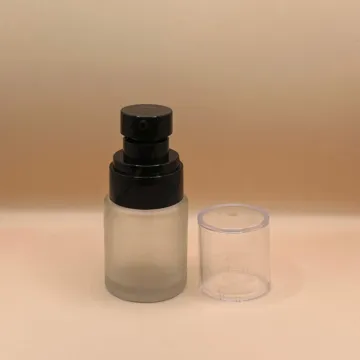 30ML Glass Frosted Bottle with 20/410 Plum Lotion Pump and Acrylic Cap – Ideal for Lotion, Serum, and Cream Packaging