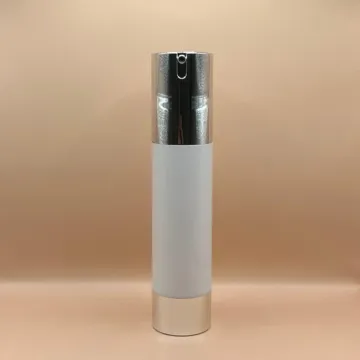 30ML & 50ML Airless Clinic Bottle - Shiny Silver with Opaque White for Skincare & Cosmetic Packaging