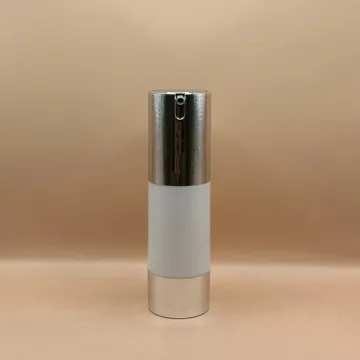 30ML & 50ML Airless Clinic Bottle - Shiny Silver with Opaque White for Skincare & Cosmetic Packaging