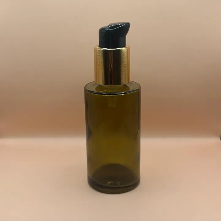 Glass Bottle 100ML Glass Bottle Olive Green for cosmetic packaging