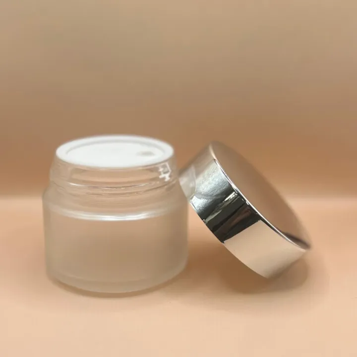 Glass Jar 100gm frosted glass jar for cosmetic packaging