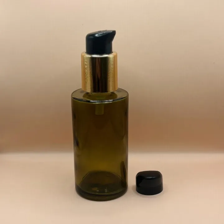 6 (4) 100ML Glass Bottle Olive Green for cosmetic packaging