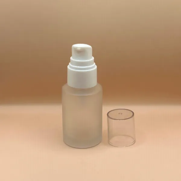 30ML Flat Shoulder Frosted Glass Bottle for cosmetic packaging