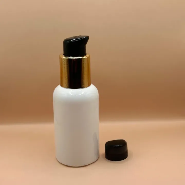 Pet Bottle 100ml Boston White With 24/410 SPLOO Black With Golden for personal care packaging by syspackpro