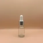 10ML Glass Bottle Clear with 18MM White with Silver Dropper – Premium Cosmetic & Skincare Packaging