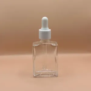 30ML Flat Glass Bottle Clear for cosmetic packaging