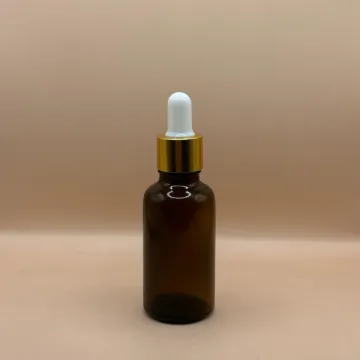 30ML Glass Bottle Amber With 18MM Dropper With Metalized Ring| Perfect for Essential Oils, Serums & Skincare Packaging