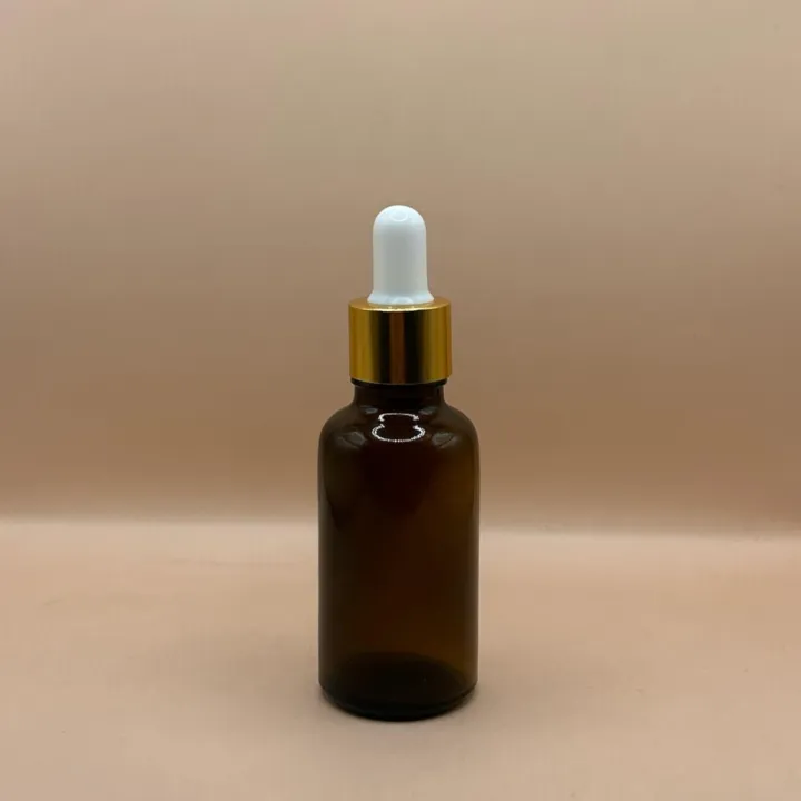 30ML Glass Bottle Amber With 18MM Dropper With Metalized Ring| Perfect for Essential Oils, Serums & Skincare Packaging