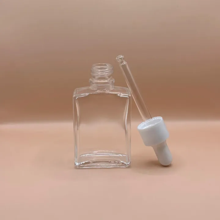 Glass Bottle 30ML Flat Glass Bottle Clear for cosmetic packaging