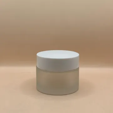 50GM Glass Frosted Jar with white cap - Premium Cosmetic Packaging for Creams & Lotions