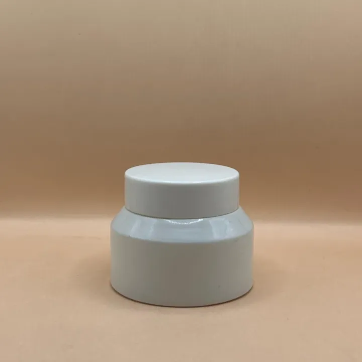 50GM Slant Shoulder Glass Jar White | Premium Skincare Packaging