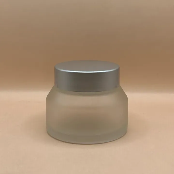 50GM Slant Shoulder Glass Jar Frosted – Premium Frosted Glass Jar for Skincare Packaging