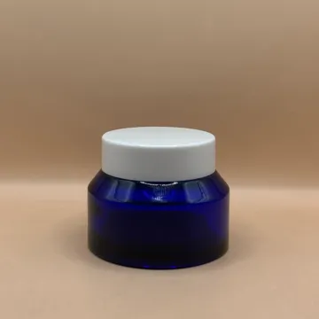 50GM Slant Shoulder Glass Jar Blue – Premium Cosmetic Packaging for Skincare, Creams, and More