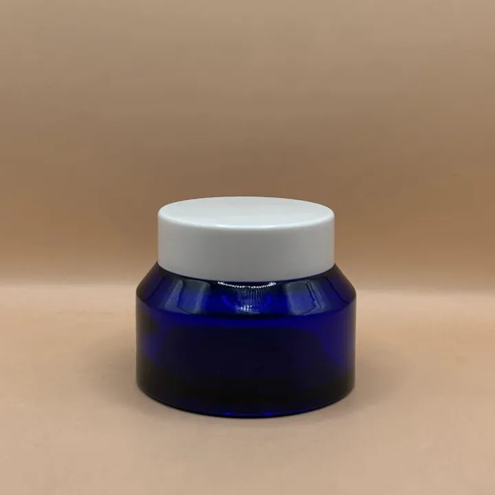 50GM Slant Shoulder Glass Jar Blue – Premium Cosmetic Packaging for Skincare, Creams, and More