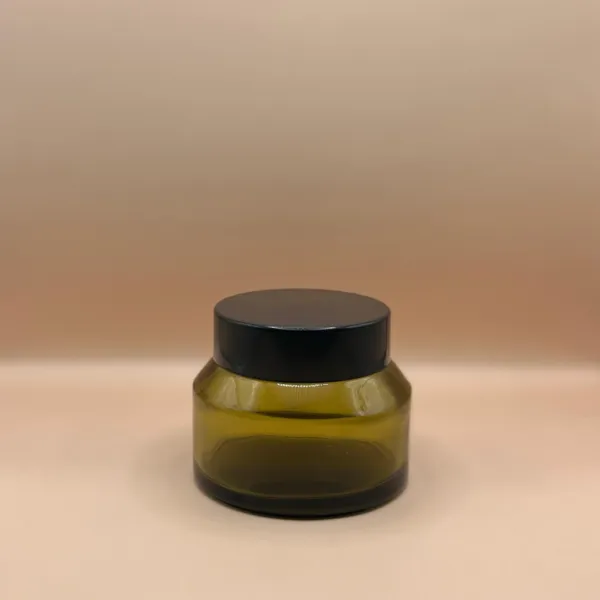 50GM Glass Jar Olive Green – Premium Skincare Packaging for Creams and Balms