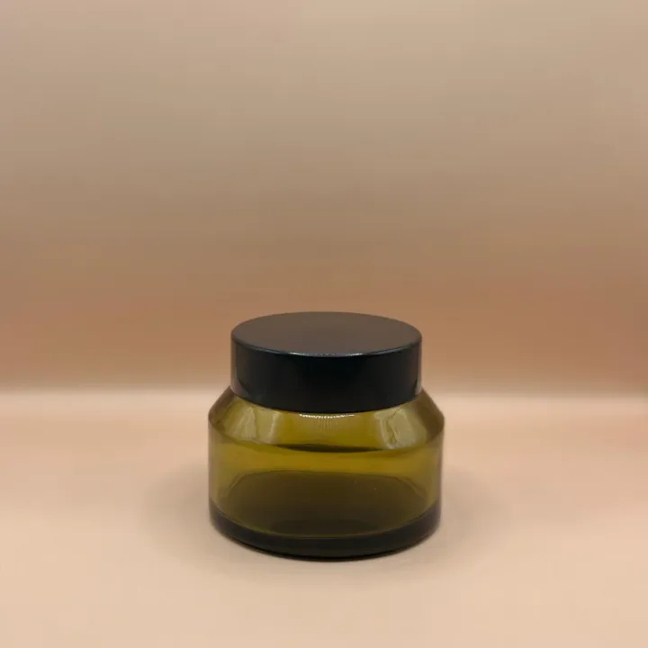 Glass Jar 50GM Glass Jar Olive Green – Premium Skincare Packaging for Creams and Balms