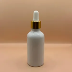 50ML Glass Dropper Bottle White for cosmetic packaging