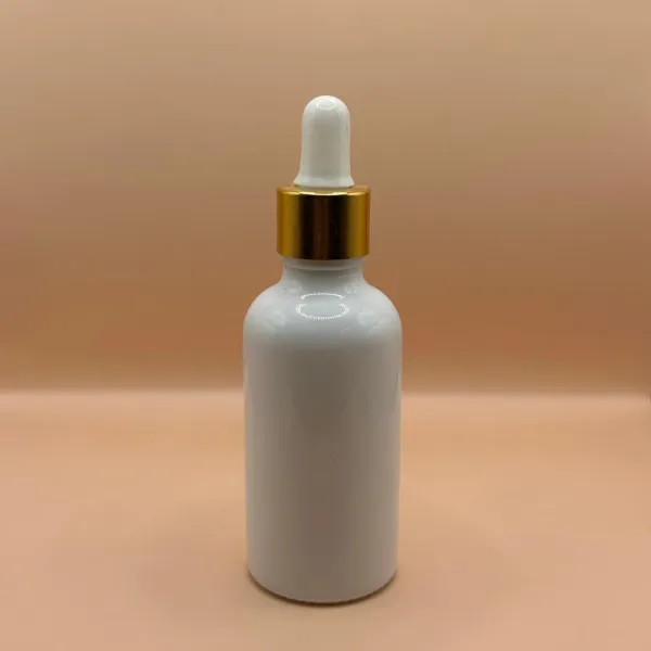 50ML Glass Dropper Bottle White for cosmetic packaging