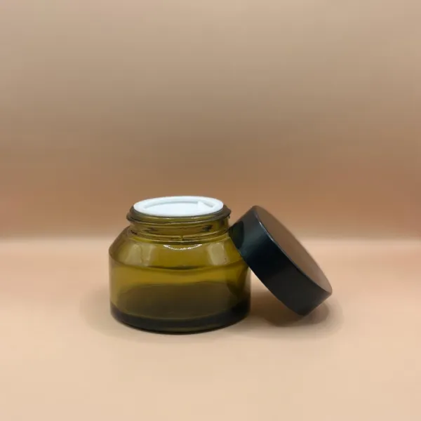 50GM Glass Jar Olive Green – Premium Skincare Packaging for Creams and Balms