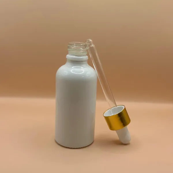 50ML Glass Dropper Bottle White for cosmetic packaging