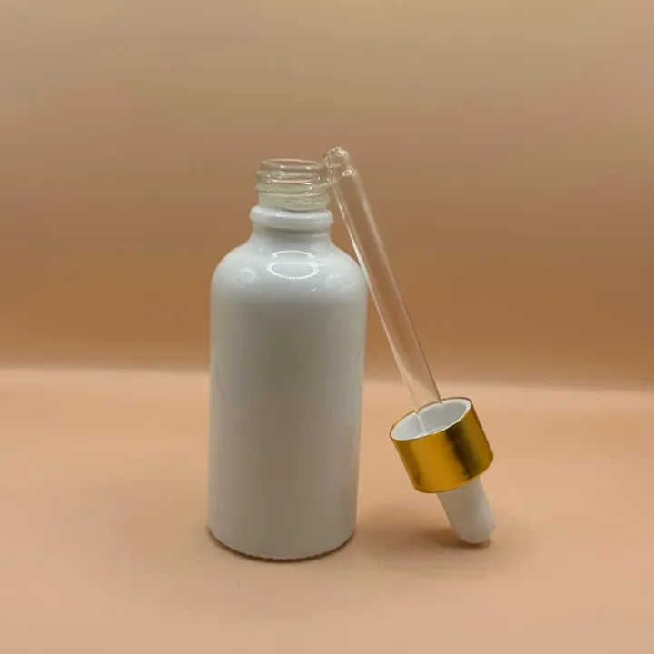 Glass Bottle 50ML Glass Dropper Bottle White for cosmetic packaging