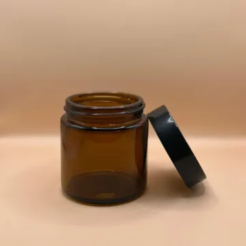 100GM Glass Jar Amber With Black Cap for cosmetic packaging