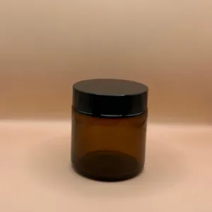 100GM Glass Jar Amber With Black Cap for cosmetic packaging