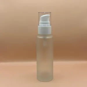 50ML Cylindrical Frosted Glass Bottle for cosmetic packaging