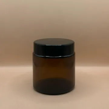 100GM Glass Jar Amber With Black Cap | Premium Amber Glass Jar for Skincare and Cosmetics