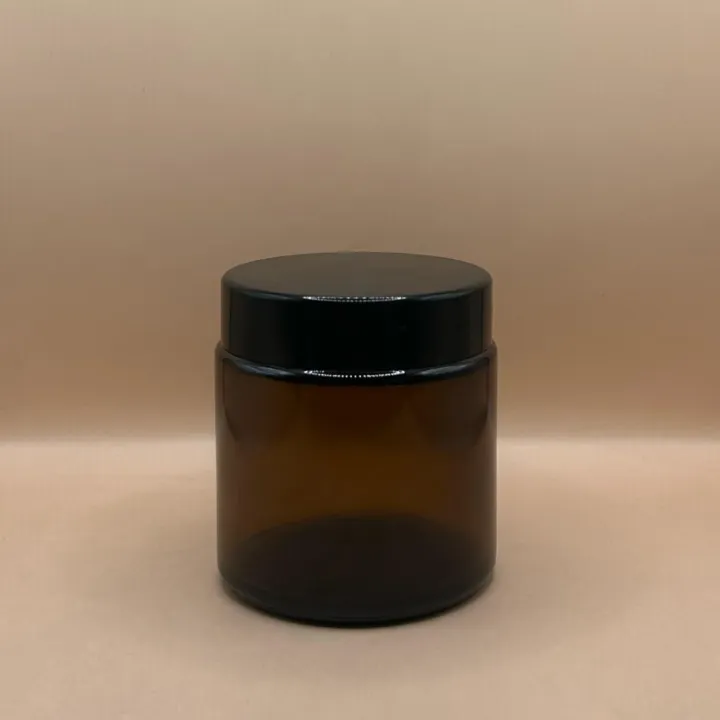 100GM Glass Jar Amber With Black Cap | Premium Amber Glass Jar for Skincare and Cosmetics