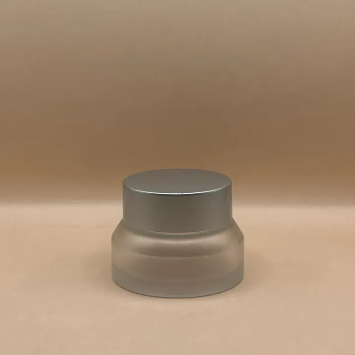 15GM Slant Shoulder Glass Jar Frosted – Premium Cosmetic Packaging