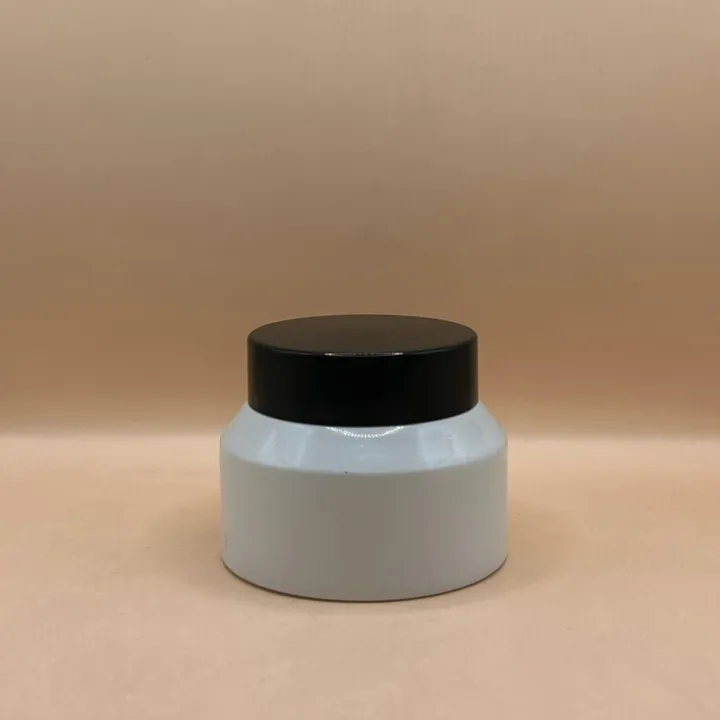 50GM Slant Shoulder Glass Jar White | Premium Skincare Packaging