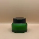 50GM Slant Shoulder Glass Jar Frosted Green - Premium Skincare Packaging