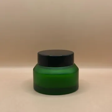 50GM Slant Shoulder Glass Jar Frosted Green - Premium Skincare Packaging