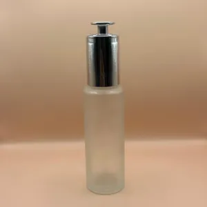 50ML Glass Cylindrical Frosted Bottle for cosmetic packaging