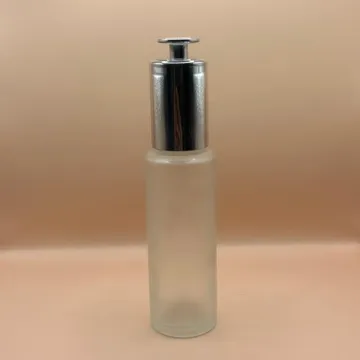 50ML Glass Cylindrical Frosted Bottle for cosmetic packaging