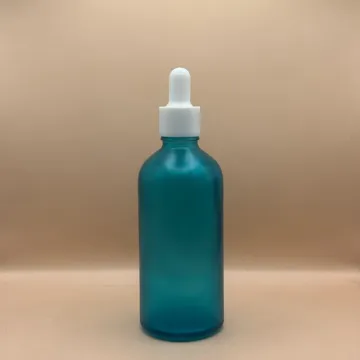 100ML Glass Round Dropper Bottle Frosted Blue with 18MM Dropper – Ideal for Serums, Oils, and Skincare Products